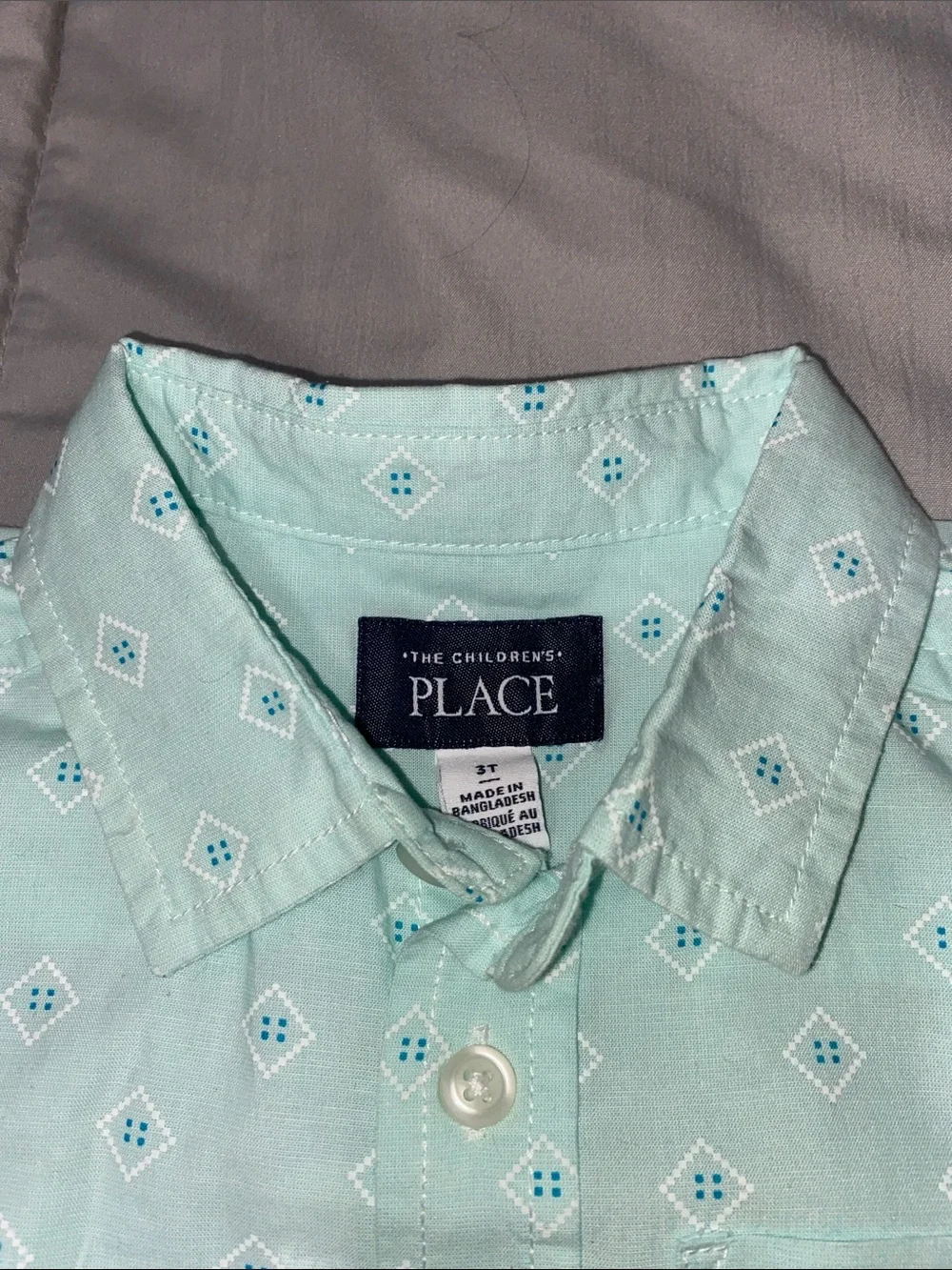 The Children's Place Light Blue Diamond-Print Button Down Shirt